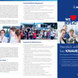 Faltblatt über die Unternehmenskultur bei KNAUER für Mitarbeitende, Job-Interessierte und allgemein Interessierte. 