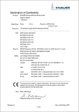 DoC – Pumps AZURA P 8.1L DoC – Pumps AZURA P 8.1L
